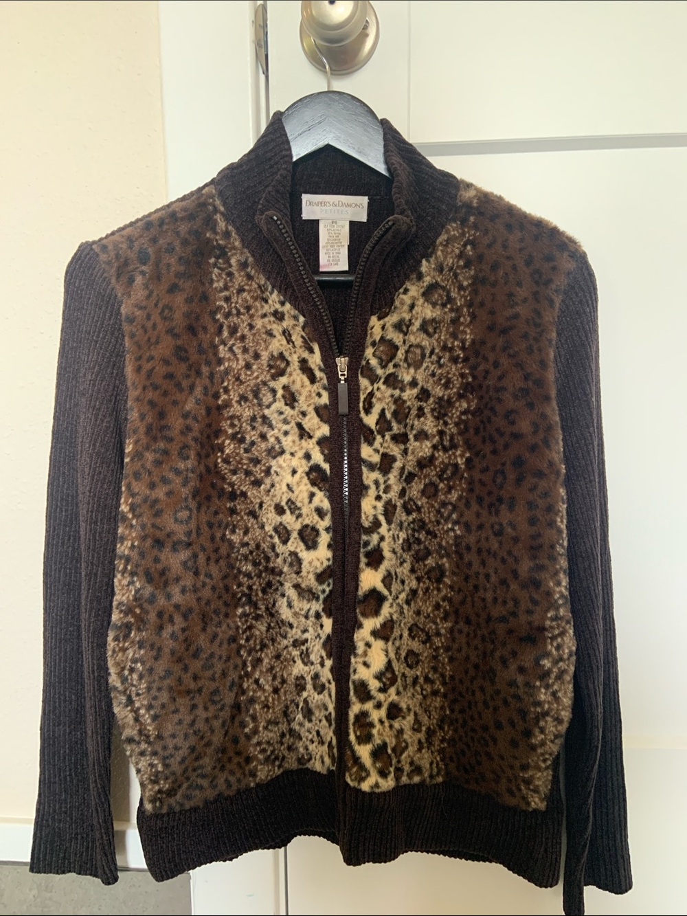 Cozy Animal Print Teddy Zip-up Sweater